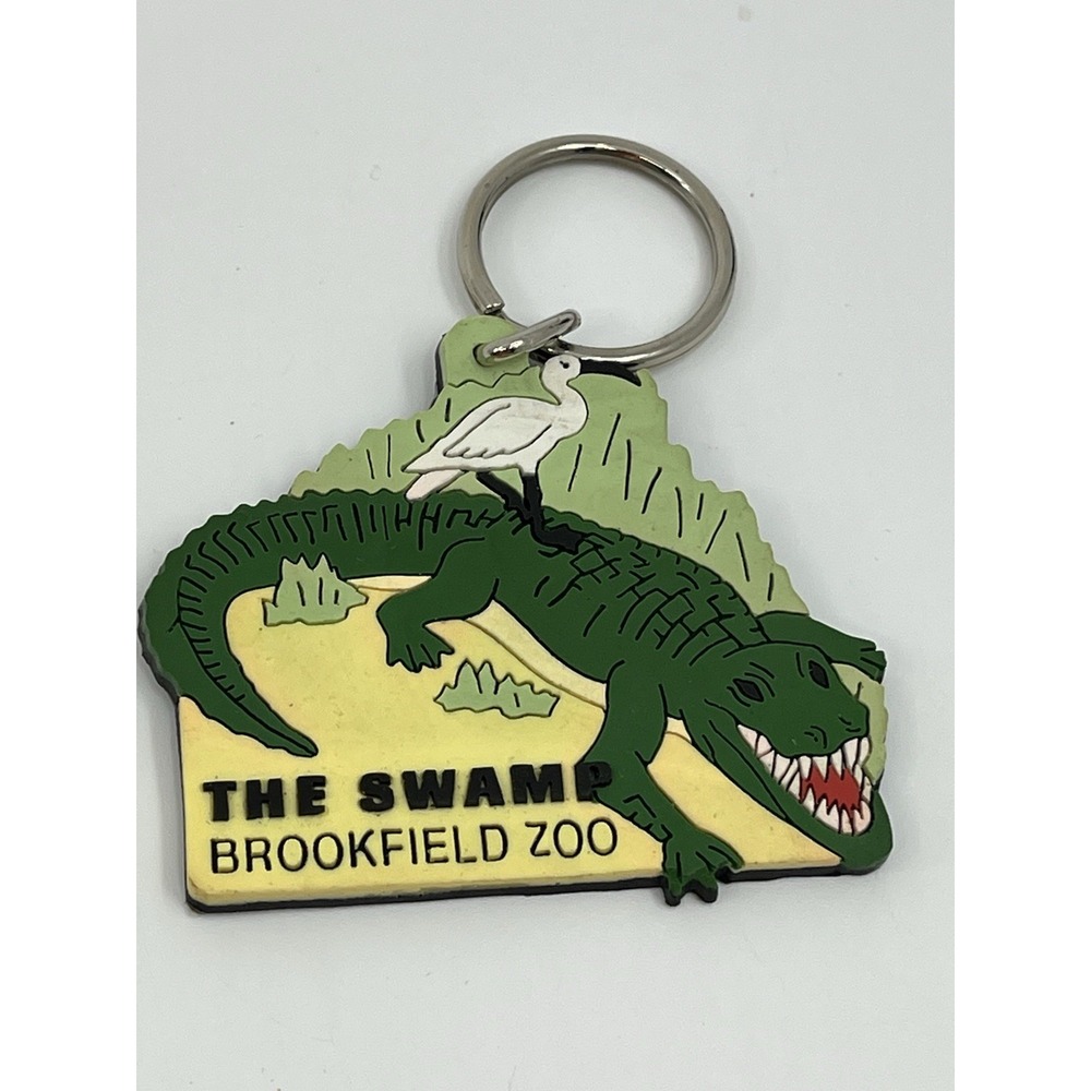 Vtg Brookfield Zoo Keychain Ring Souvenirs Chicago IL 2.5" The Swamp Alligator